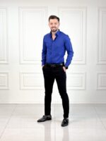 پیراهن بلند 03027 ساتینه آبی - Image 3