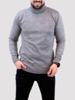 بافت یقه اسکی POLO طوسی ملانژ - Image 2