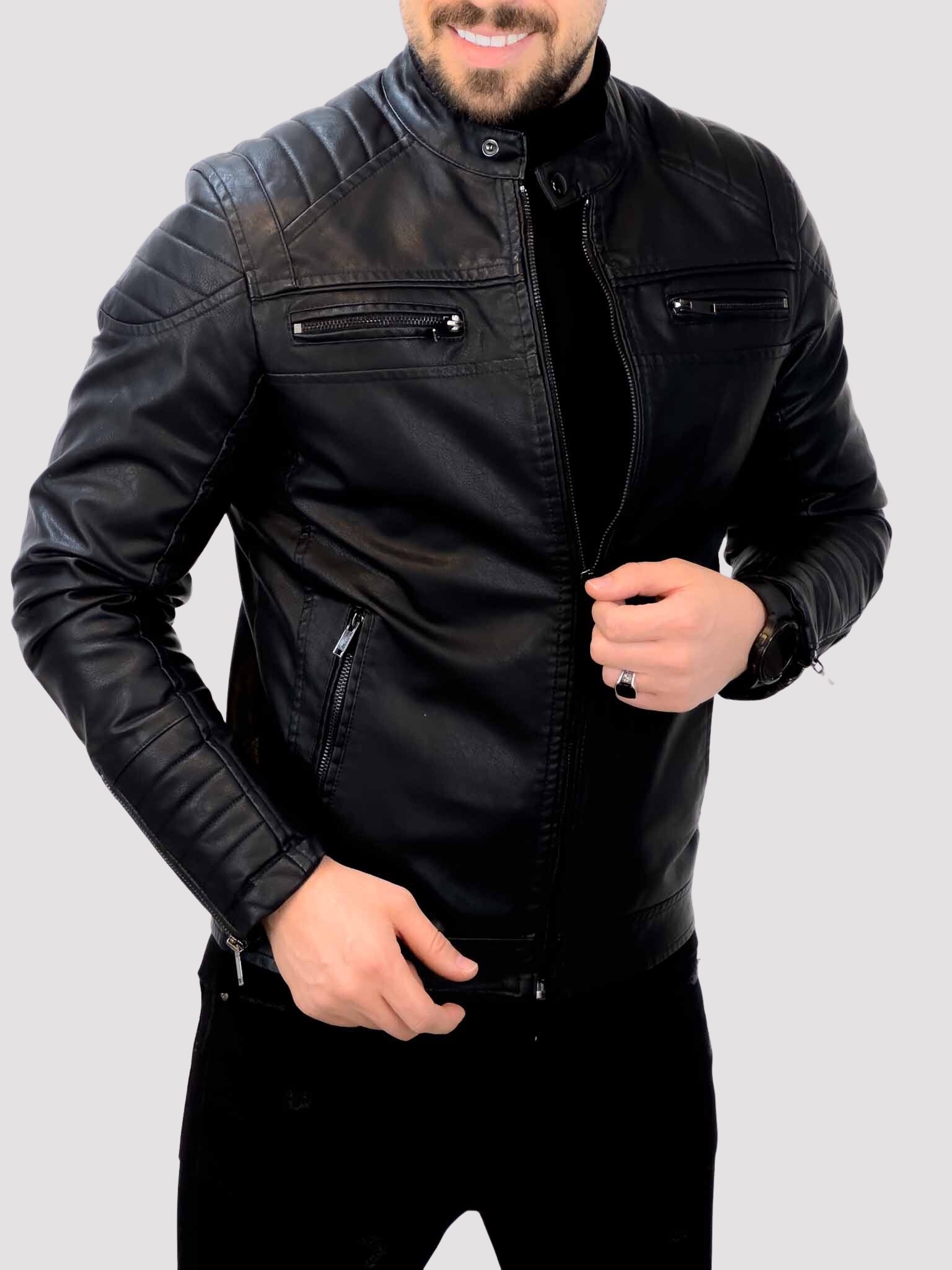 6CE55BE9-E2CF-4175-8618-240566C6FBF2 کت چرم 7786 مشکی - Image 1