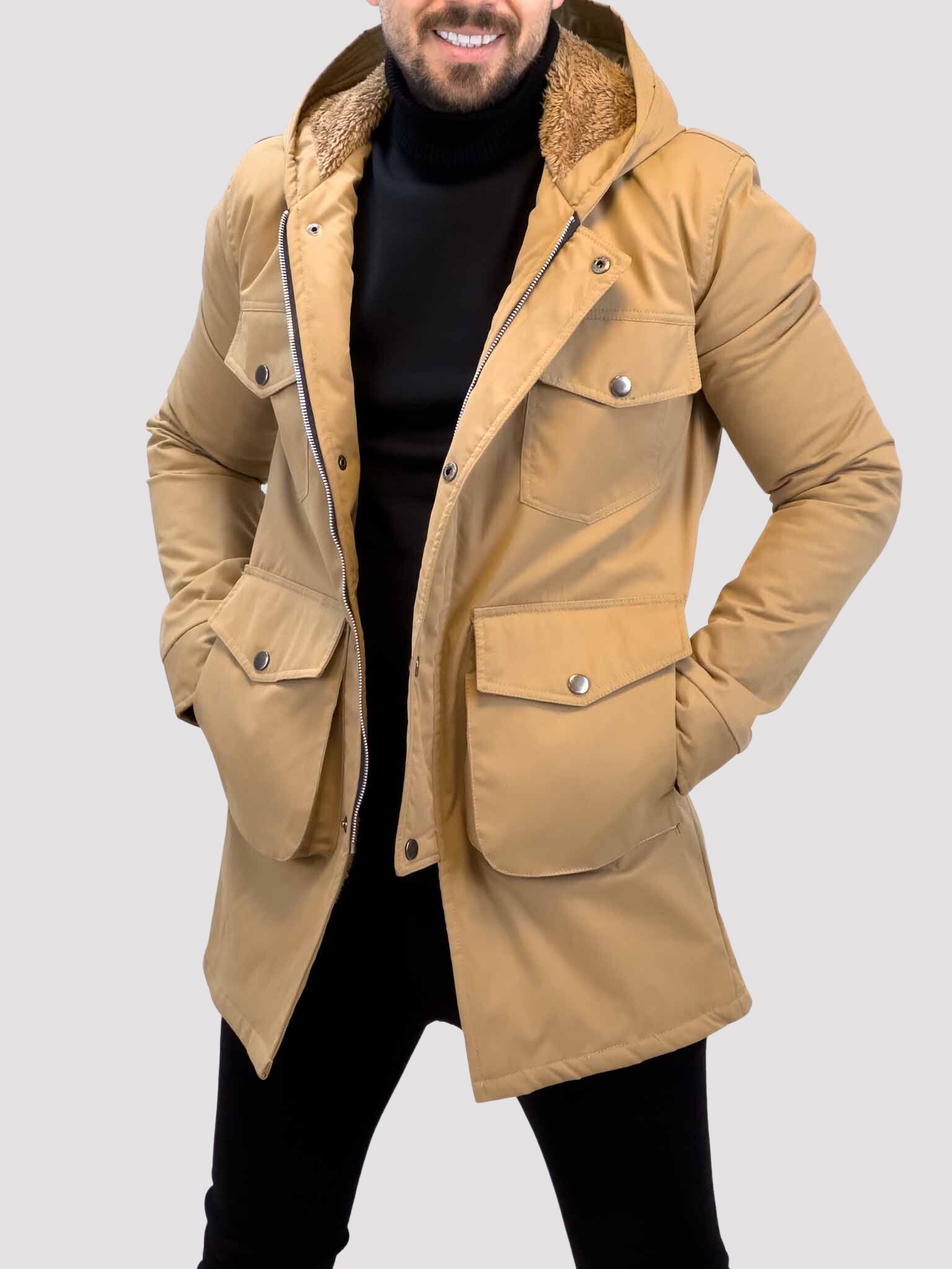 E15E11BD-304E-499A-B815-037CBBDB57AA کاپشن بلند ZARA خردلی - Image 1