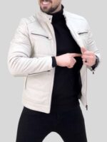 کاپشن چرم 608 سفید - Image 5
