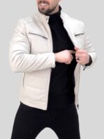 کاپشن چرم 608 سفید - Image 3