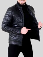کاپشن چرم 608 مشکی - Image 6