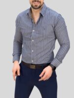 پیراهن راه راه 030113 خاکستری - Image 2