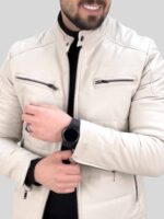 کاپشن چرم 608 سفید - Image 2