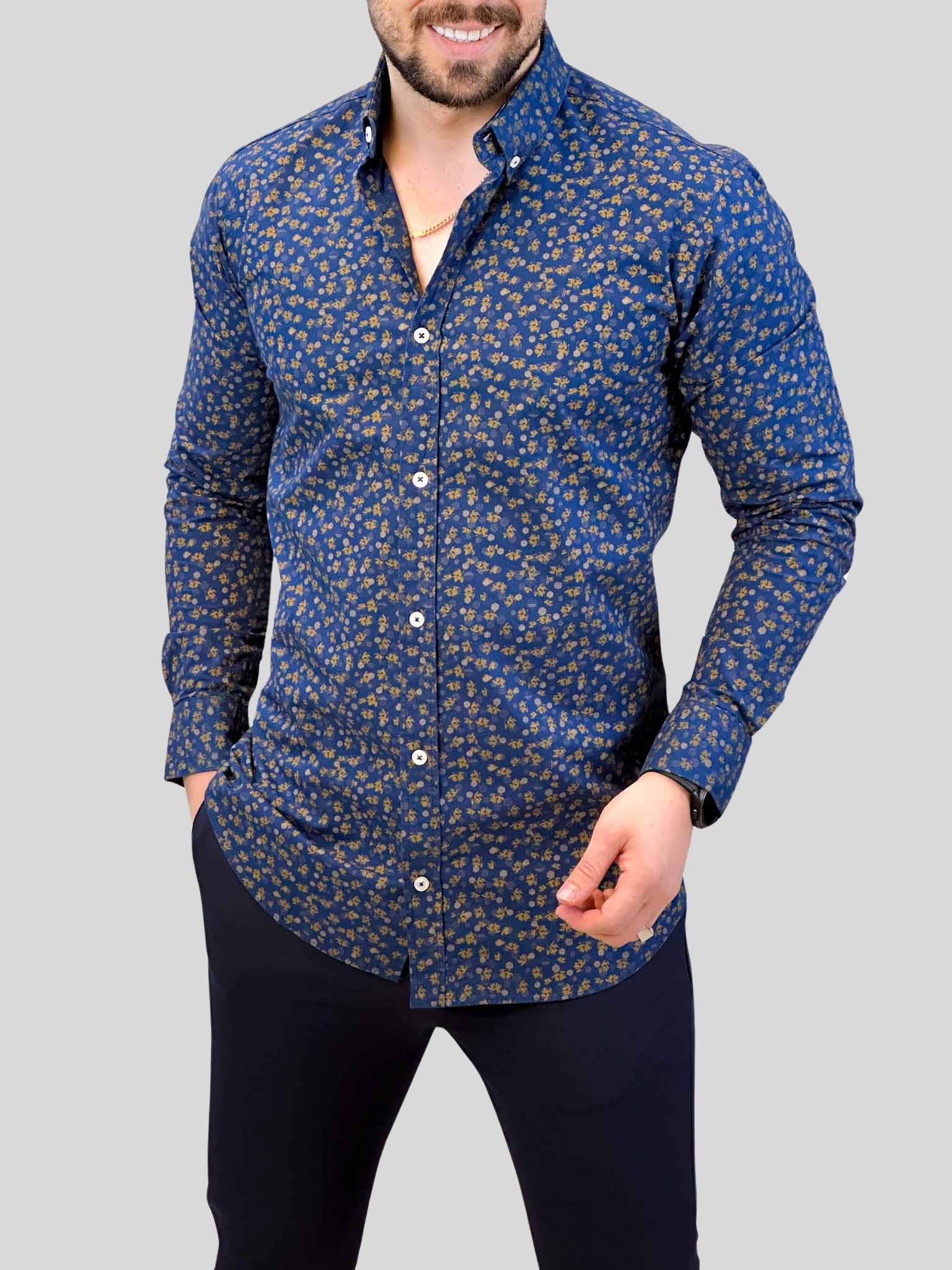 6CED3C85-51B3-448A-A1E0-F8A712BBFB56 پیراهن D&G بلند 030501 سرمه ای - Image 1