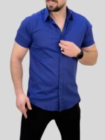 پیراهن کوتاه 041102 ساتینه آبی - Image 2