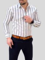 پیراهن راه راه 030114 آبی - Image 3