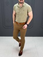 پیراهن کوتاه 040802 BENETTON زیتونی - Image 4