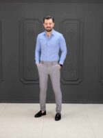 پیراهن راه راه 030113 آبی - Image 3