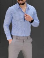 پیراهن راه راه 030113 آبی