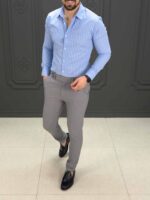 پیراهن راه راه 030113 آبی - Image 5