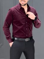 پیراهن 030804 مخمل عنابی - Image 2