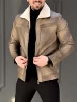 کاپشن چرم 8820 عسلی