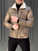 کاپشن چرم 8820 عسلی - Image 4