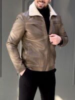 کاپشن چرم 8820 عسلی - Image 3