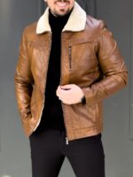 کاپشن چرم 8820 شکلاتی - Image 3