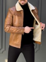 کاپشن چرم 8820 شکلاتی - Image 2