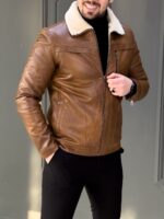 کاپشن چرم 8820 شکلاتی - Image 4