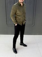 پیراهن 030803 ZARA زیتونی - Image 4