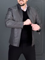 کت چرم 8331 خاکستری