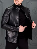 کت چرم 6203 مشکی - Image 4