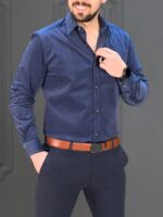 پیراهن 030804 مخمل آبی نفتی - Image 2