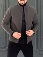کت چرم 120504 AKOMOD طوسی