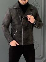 کت چرم 5898 AKOMOD ذغالی
