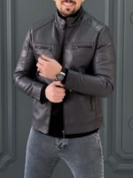 کت چرم 6201 طوسی - Image 5