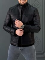 کت چرم 6201 مشکی - Image 2