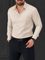 پیراهن راه راه 030123 کرم - Image 2