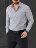 پیراهن راه راه 030123 طوسی - Image 2