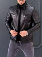 کت چرم 609A مشکی