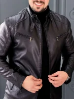 کت چرم 609A مشکی - Image 3