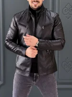 کت چرم 609A مشکی - Image 5