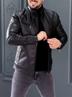 کت چرم 609A مشکی - Image 4