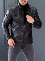 کت چرم 609A مشکی - Image 2